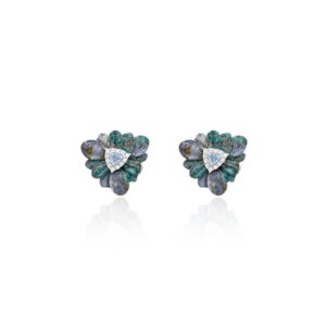 BRINCO TRIÂNGULO FLOR AZURITA PRATA 925