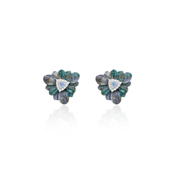 BRINCO TRIÂNGULO FLOR AZURITA PRATA 925
