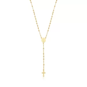 COLAR TERÇO COM IMAGEM RELIGIOSA LISO BANHADO A OURO